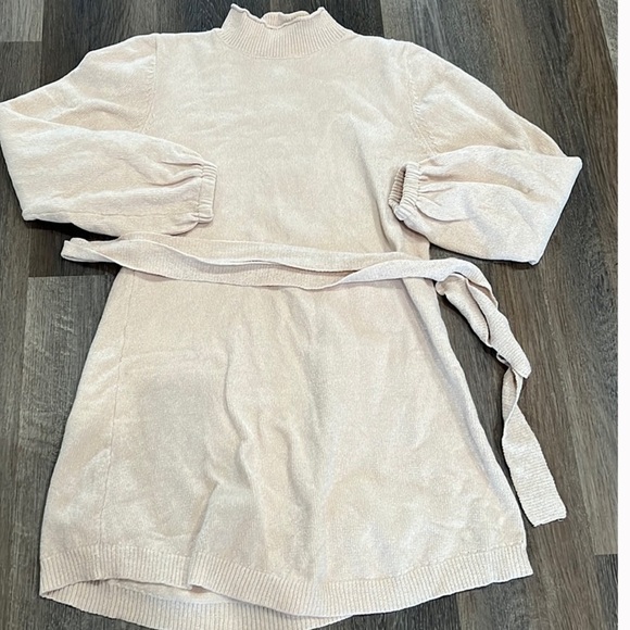 Cream Long Sleeve Sweater Dress - Picture 1 of 2